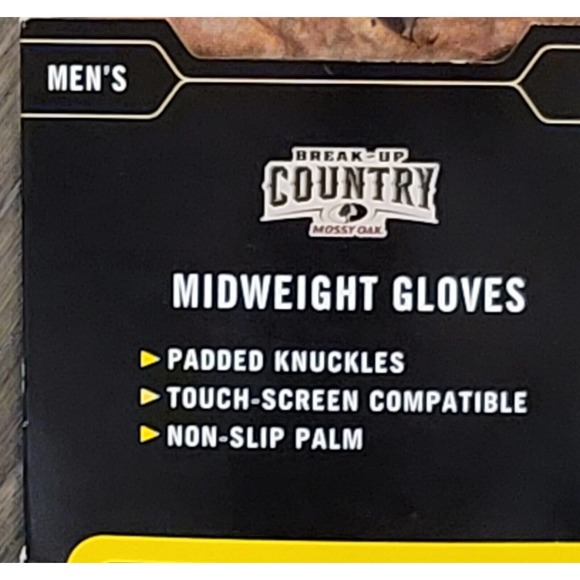 Mossy Oak Break-Up Country Men's Medium Touch-Screen Compatible Midweight Gloves - Picture 2 of 5